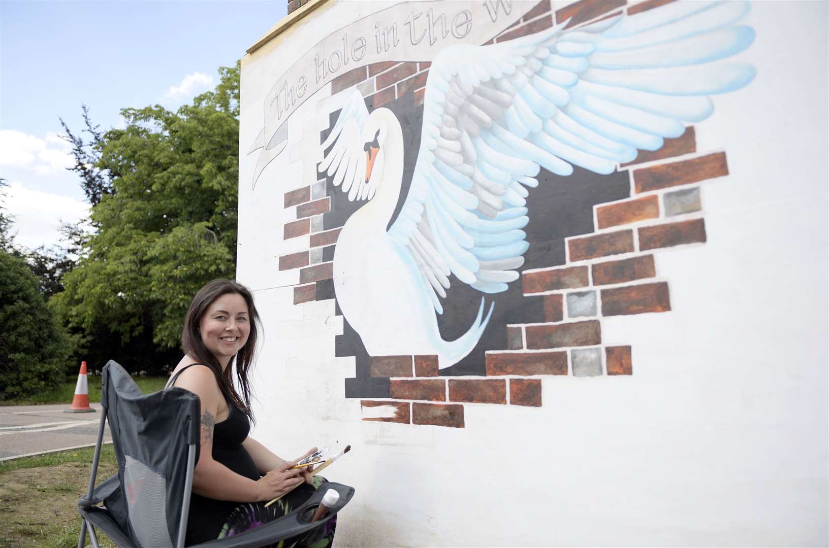 Artist Aimee Goddard painted a mural on the side of the pub in July. Picture: Barry Goodwin