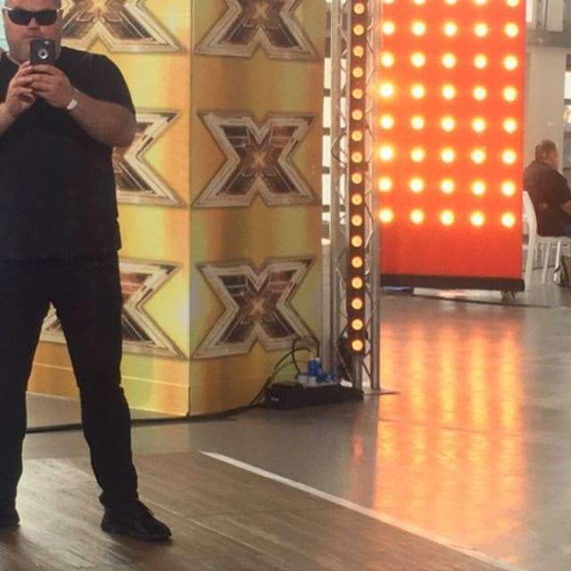 James Lewis taking a selfie behind the scenes at x-factor. Picture: James Lewis