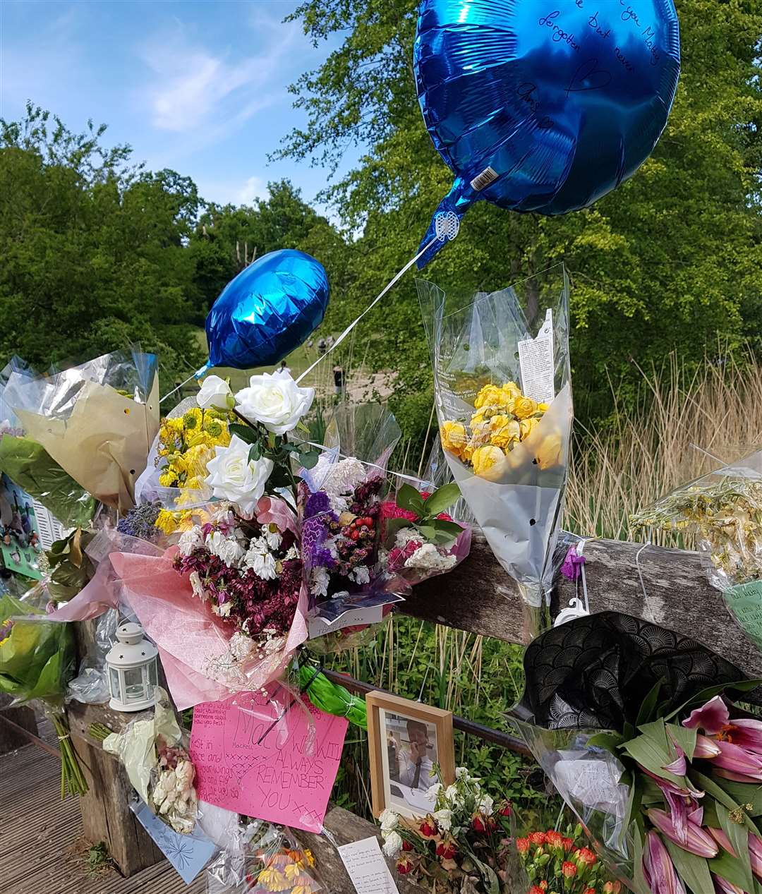Floral tributes were left in Matthew's memory at Dunorlan Park