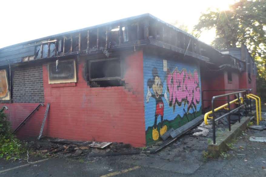 The former youth club in Ackholt Road, Aylesham, was destroyed by fire.