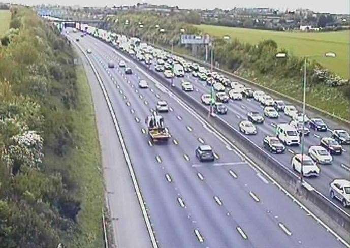 Traffic is queuing on the M25 due to a crash this afternoon. Picture: National Highways