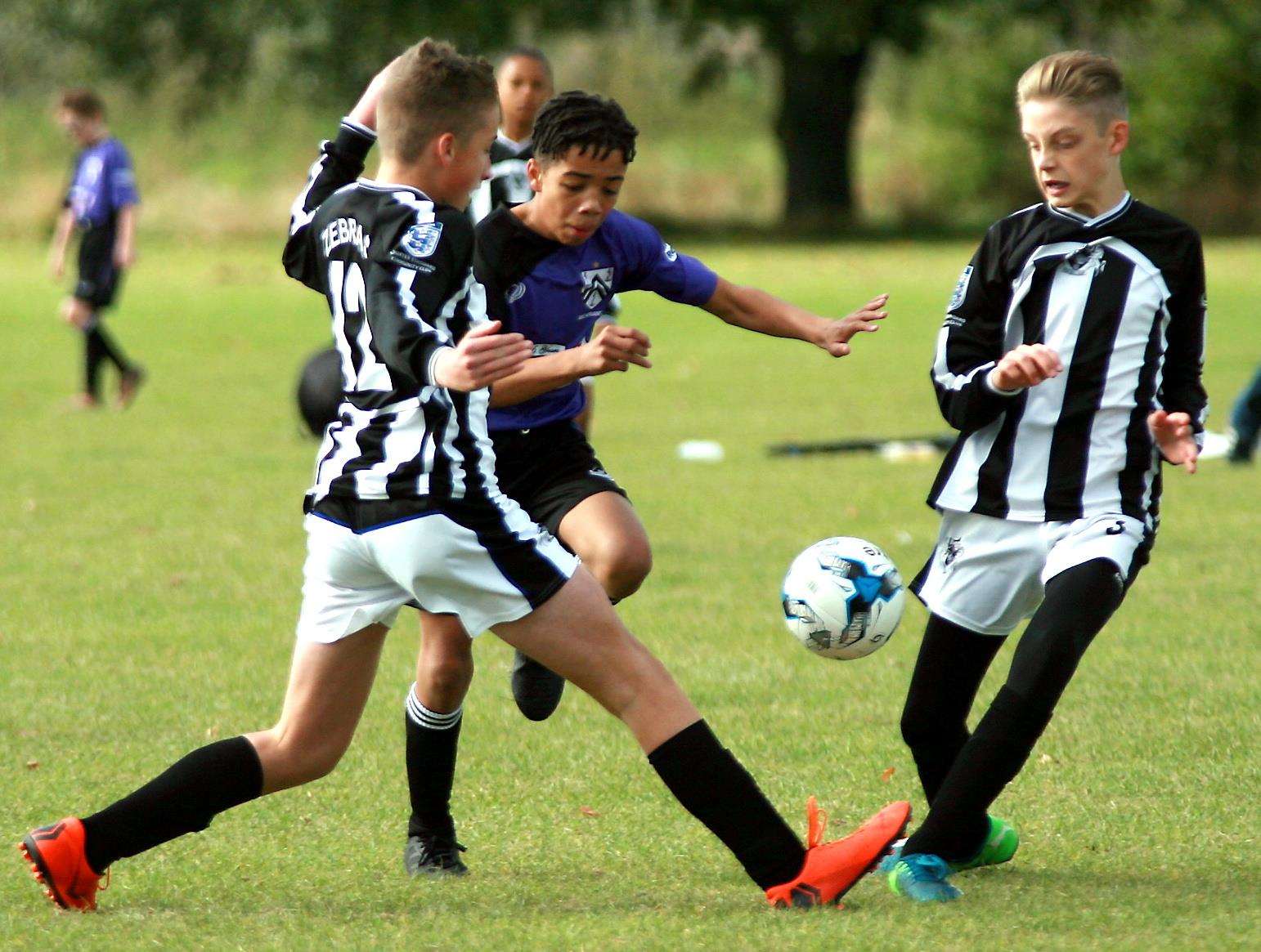 Milton and Fulston United and Anchorians Jaguars went head-to-head in Under-13 Division 2 Picture: Phil Lee