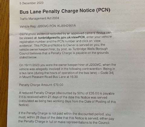 Graham Clarke has received 11 bus fines for driving in a bus lane in Tunbridge Wells