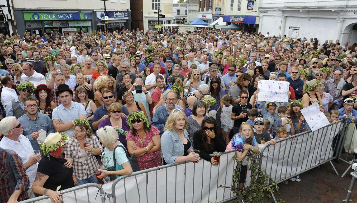 Crowds gathered in Faversham town centre