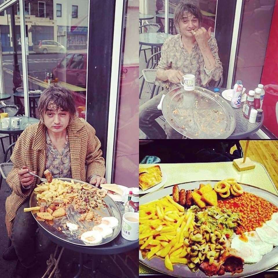 Pete Doherty polished off a mega breakfast at Cliftonville's Dalby Café in less than 20 minutes three years ago