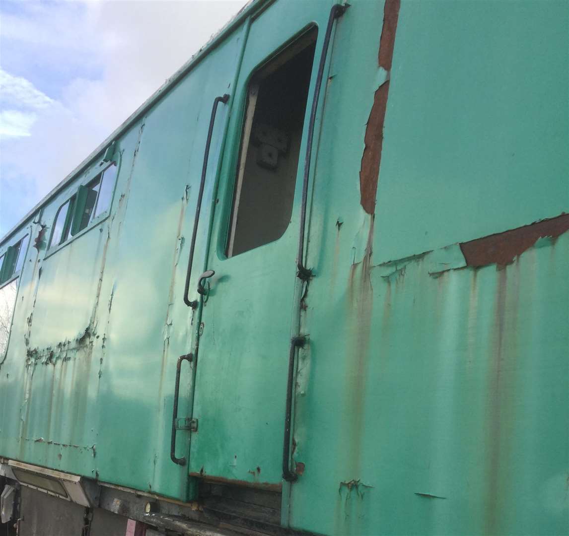 The mess coach where windows were smashed and lockers forced open
