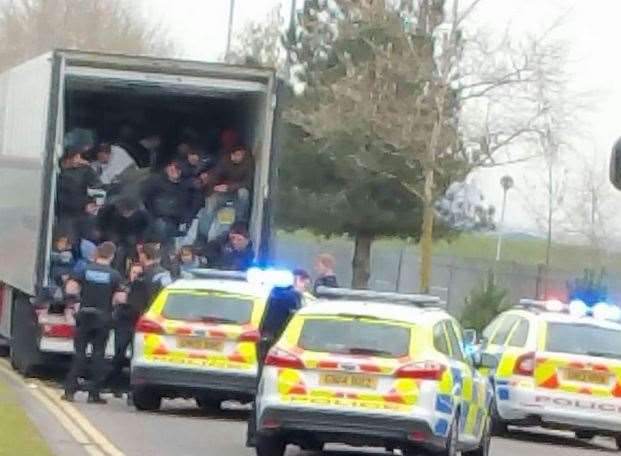 The migrants were found inside a lorry. Stock picture