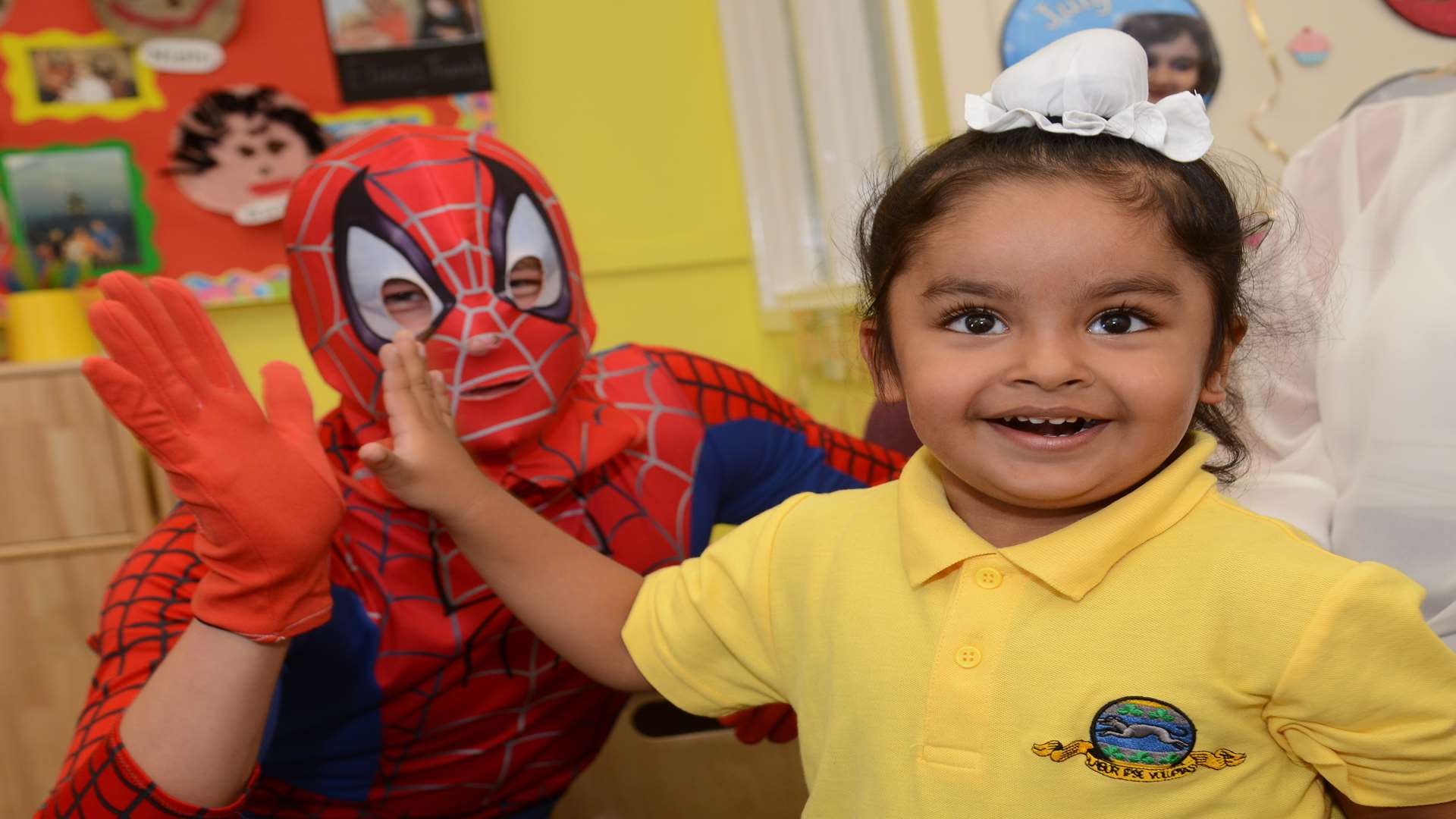 Jeevan meeting Spiderman Brand new Kindergarten class opened at Bronte School, Gravesend