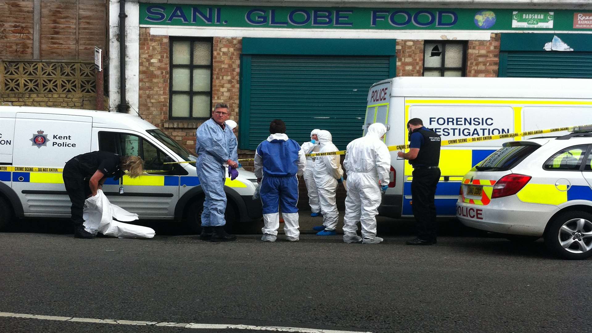 Scenes of crime detectives at the scene earlier today