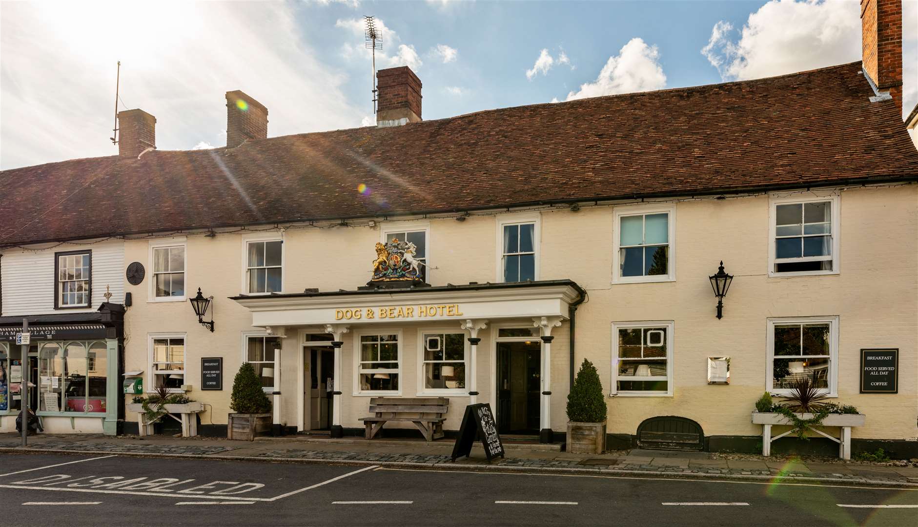 The Dog & Bear Hotel on Lenham Square can trace its roots back to 1602 and was visited by Queen Anne just over a century later in 1704