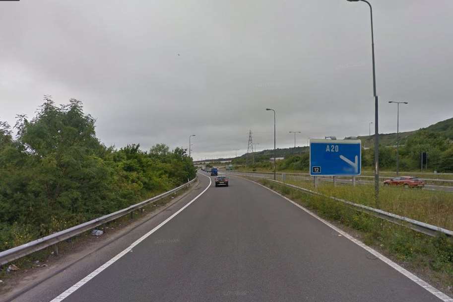 M20 slip road where the lorry was illegally parked last night