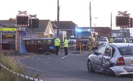 The scene of the tragedy at the level crossing. Picture: DAVE DOWNEY
