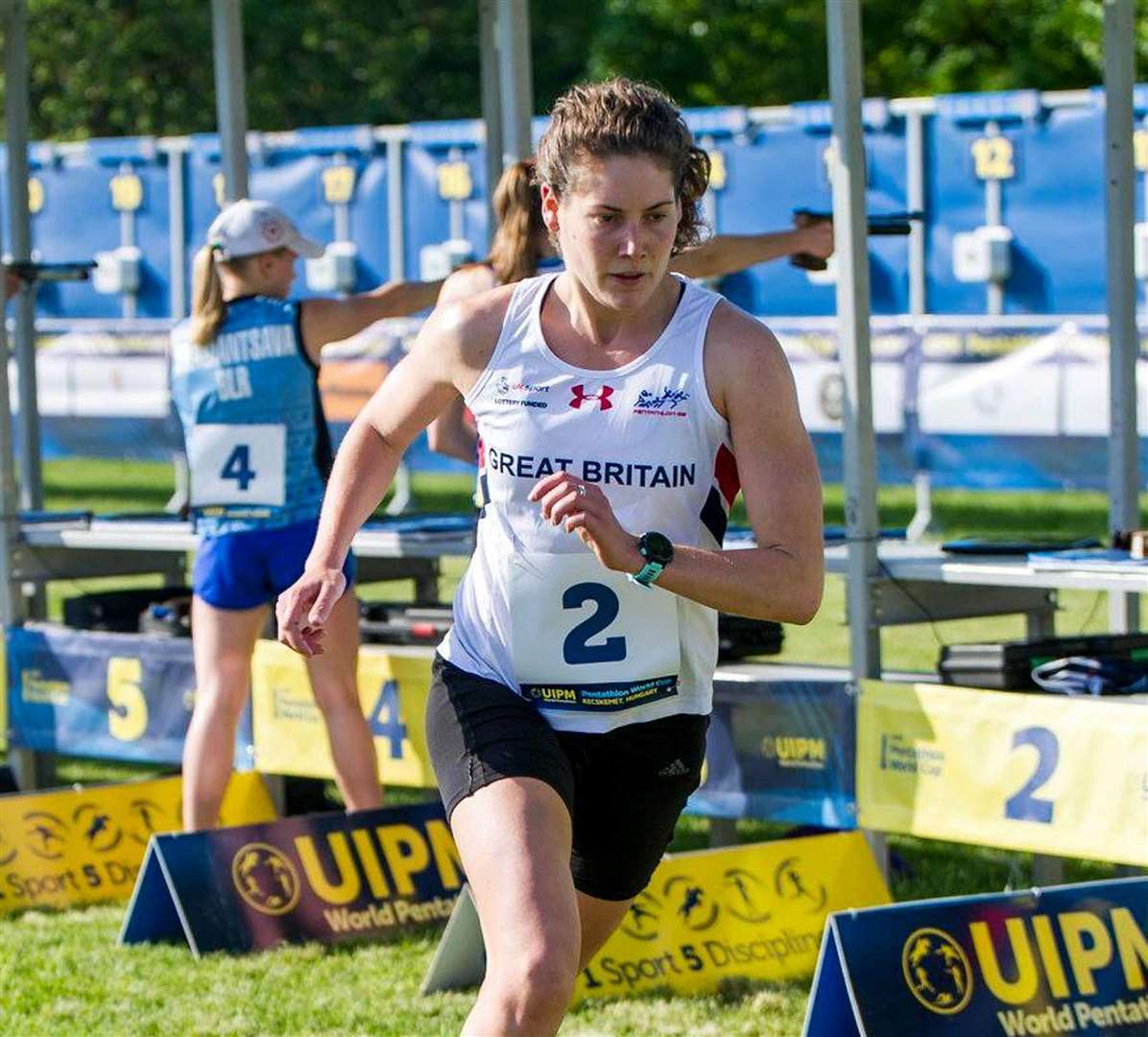 Kate French on her way to victory at the Pentathlon World Cup in Sofia Picture: UIPM