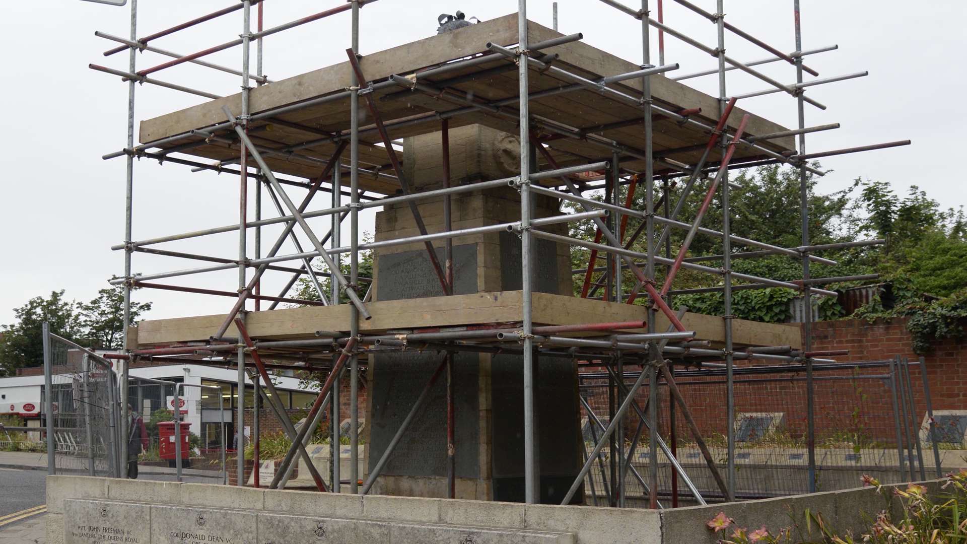 Swale council agreed to foot the cost of the scaffolding so The War Memorial in Central Avenue, Sittingbourne, can be cleaned