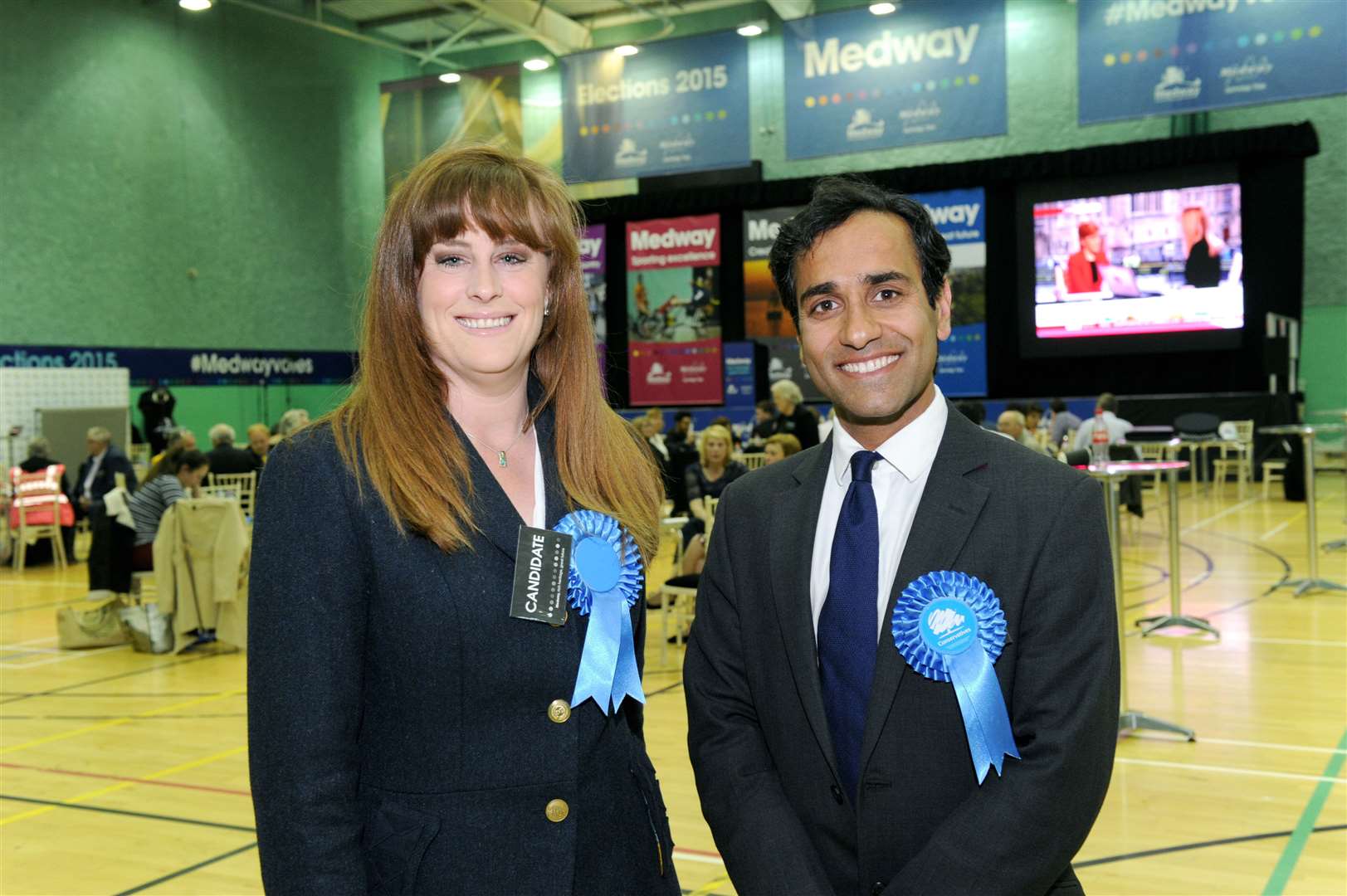Kelly Tolhurst MP and Rehman Chishti MP at the election count