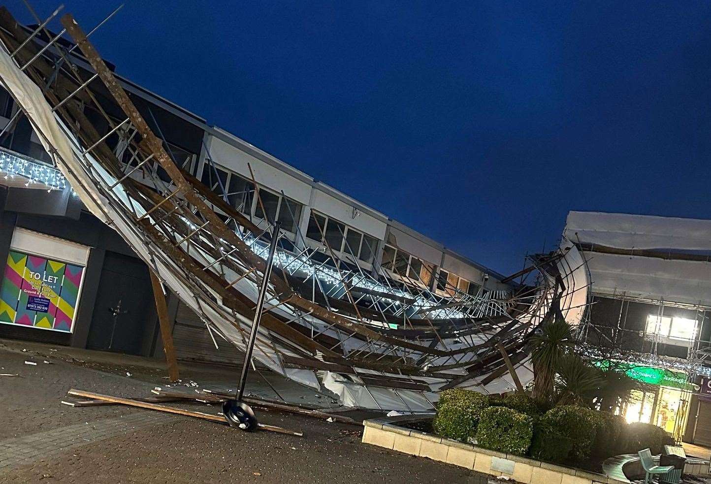 Damage caused to one of the buildings in Swanley Square Shopping Centre: Picture: Emma Wenden
