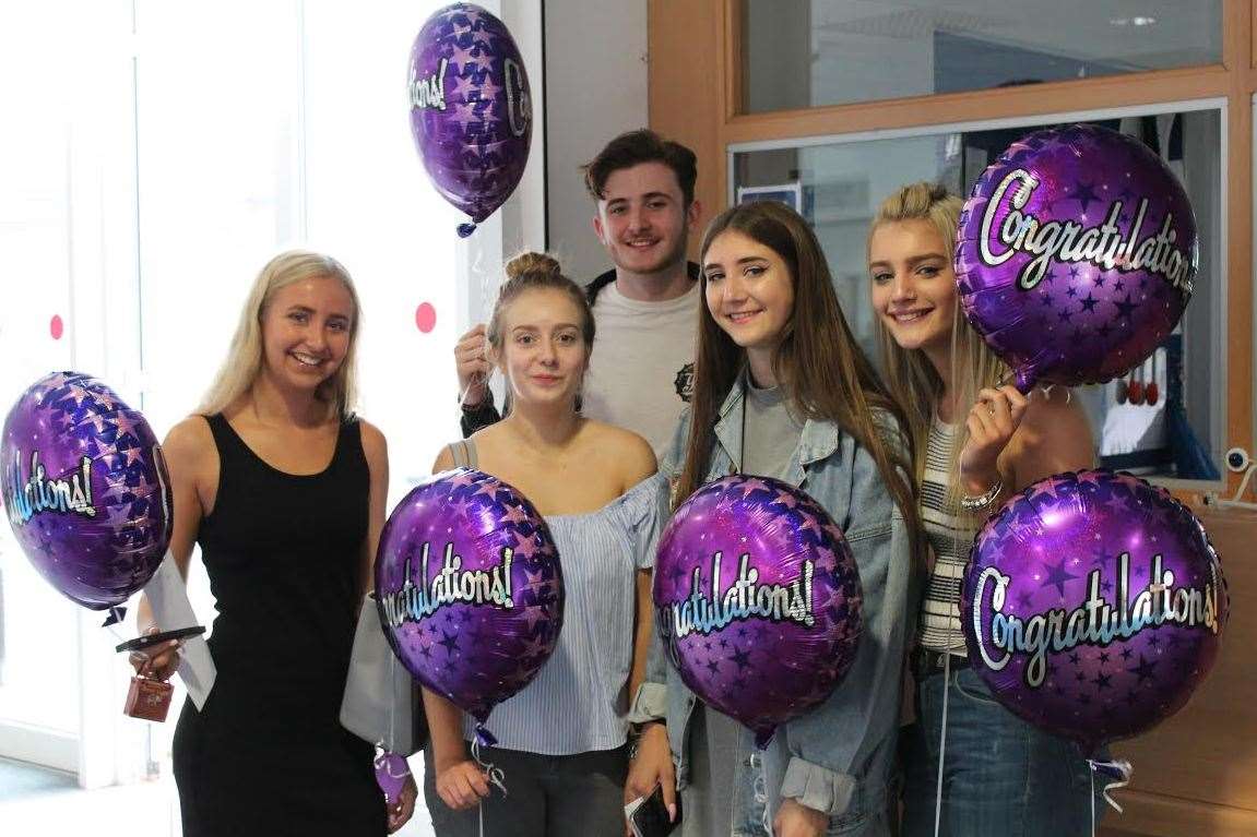 Balloons were blown up to celebrate results at Aylesford School - Sports College
