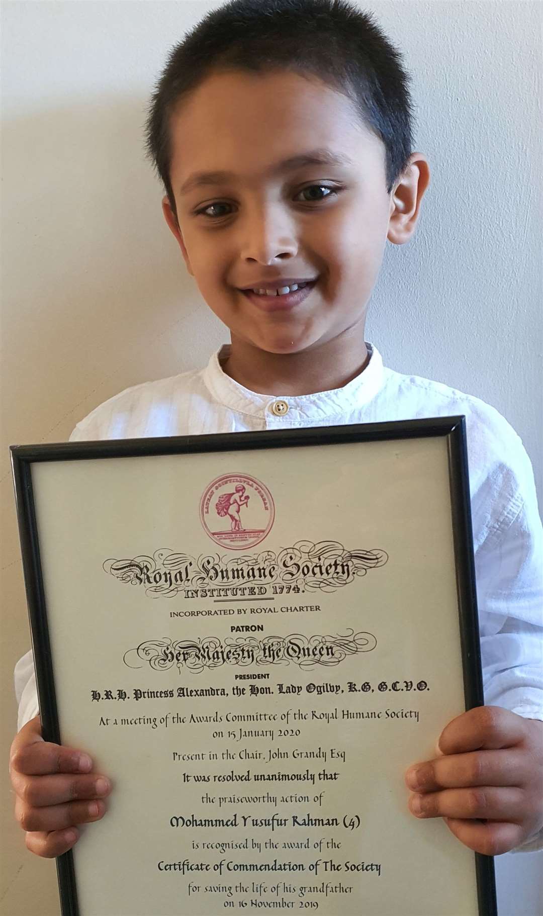 Yusuf Rahman is one of the youngest to ever to receive a Royal Humane Society Award