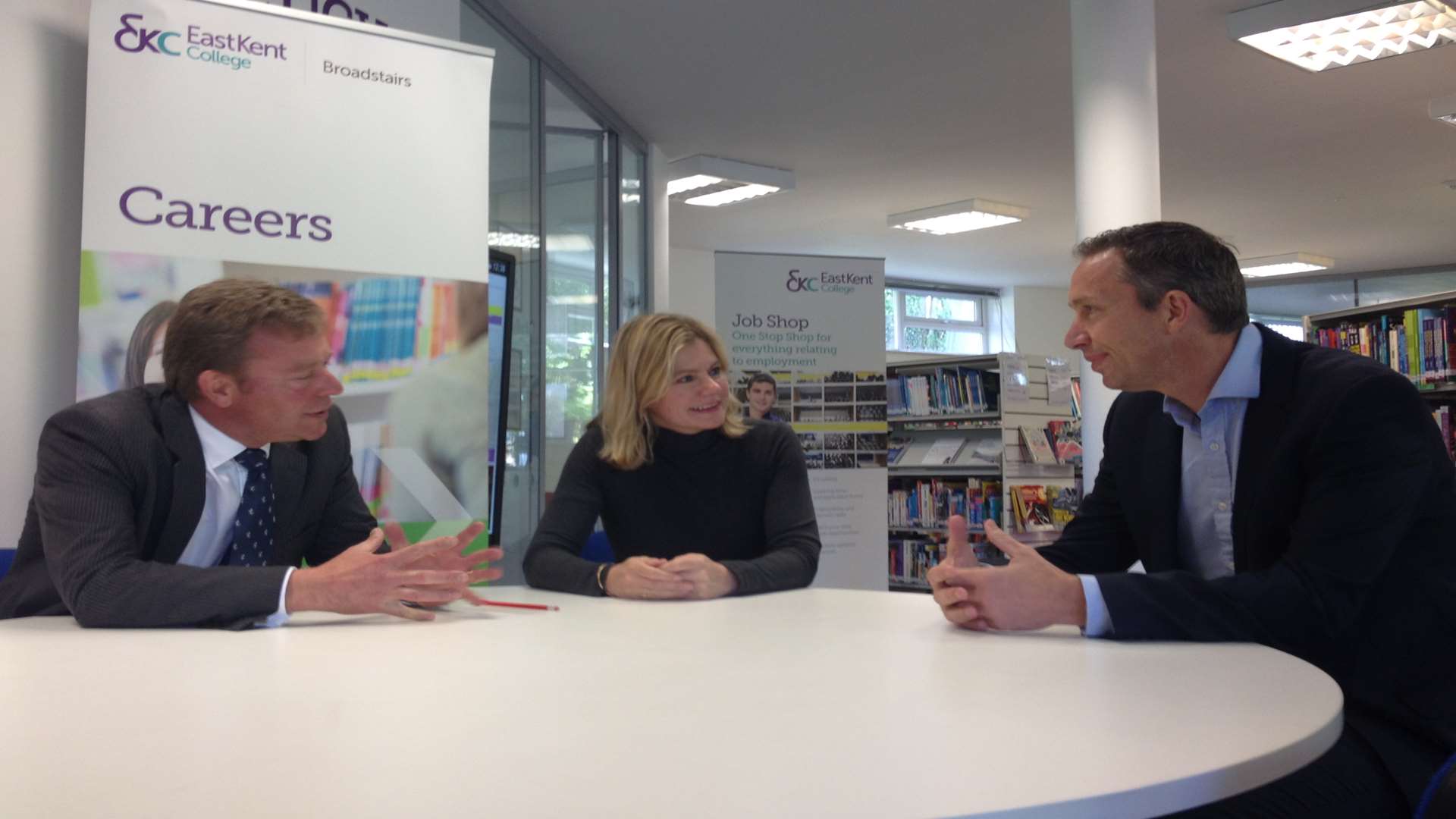 Education secretary visits East Kent College and talks with principal Graham Razey and Conservative candidate Craig Mackinlay
