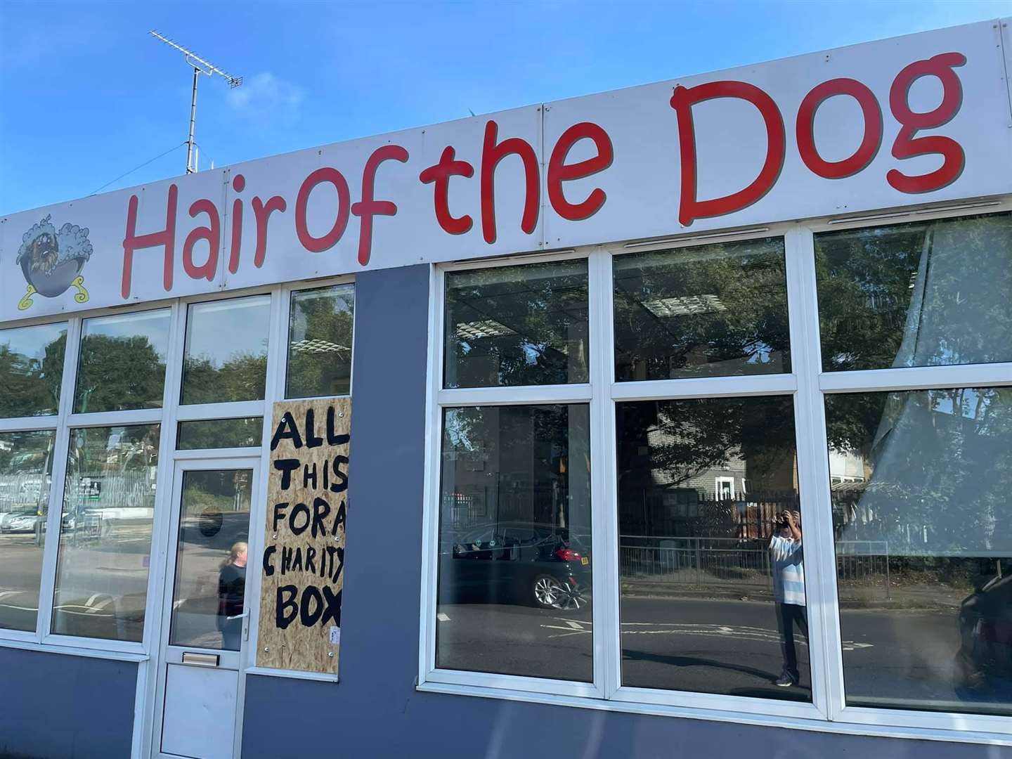 Damage to the Hair of the Dog salon in Dartford targeted by a thief who stole a charity box containing cash for an animal rescue centre. Picture: David Thomas/Facebook