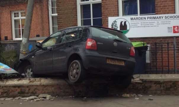 The car crashed through a wall. Picture: Matthew Lilley.