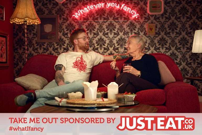 Mavis O'Callaghan in the ad for Just Eat