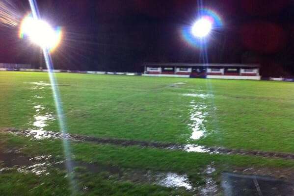 Herne Bay's pitch was badly waterlogged (Pic: @Herne_Bay_FC)