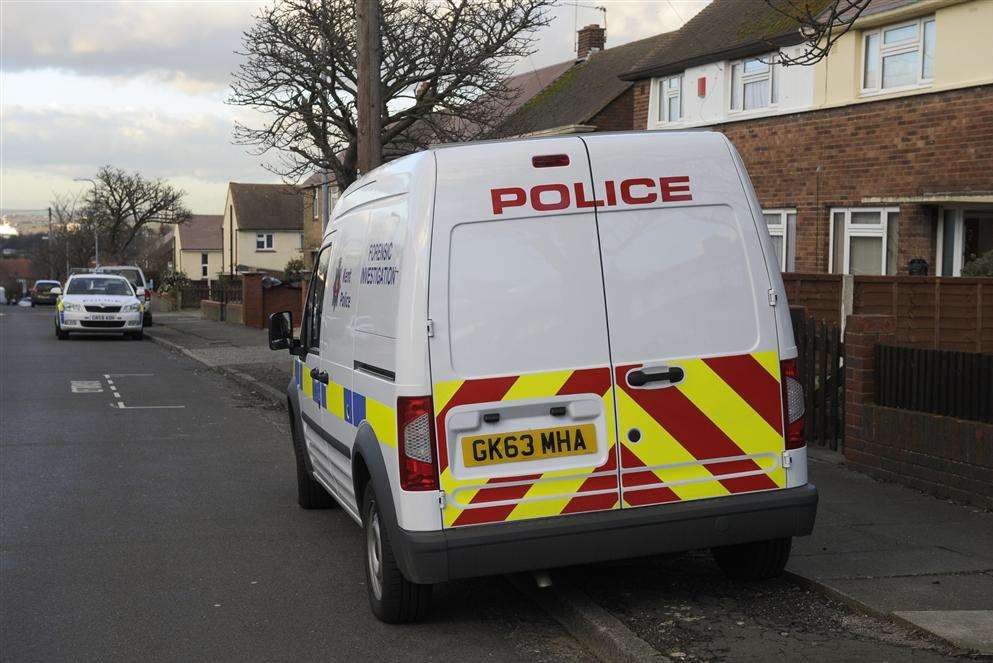 Police officers at the scene at St Hilda's Way, Gravesend