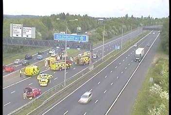 Emergency services when they closed the M2 at junction 1 as they dealt with the incident. Picture: Highways England