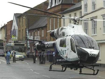 The Kent Air Ambulance landed in Maidstone town centre Pictures: GRANT FALVEY