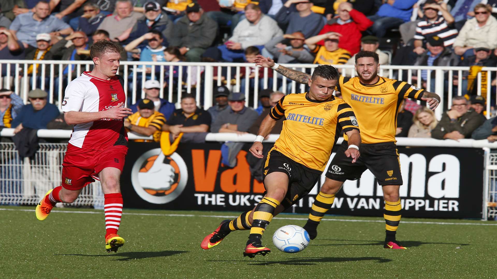 Ben Greenhalgh on the ball for Maidstone against Solihull Picture: Andy Jones