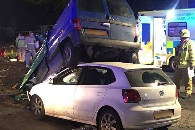 The vehicles were involved in an horrific crash in Farningham. Picture: James Williams