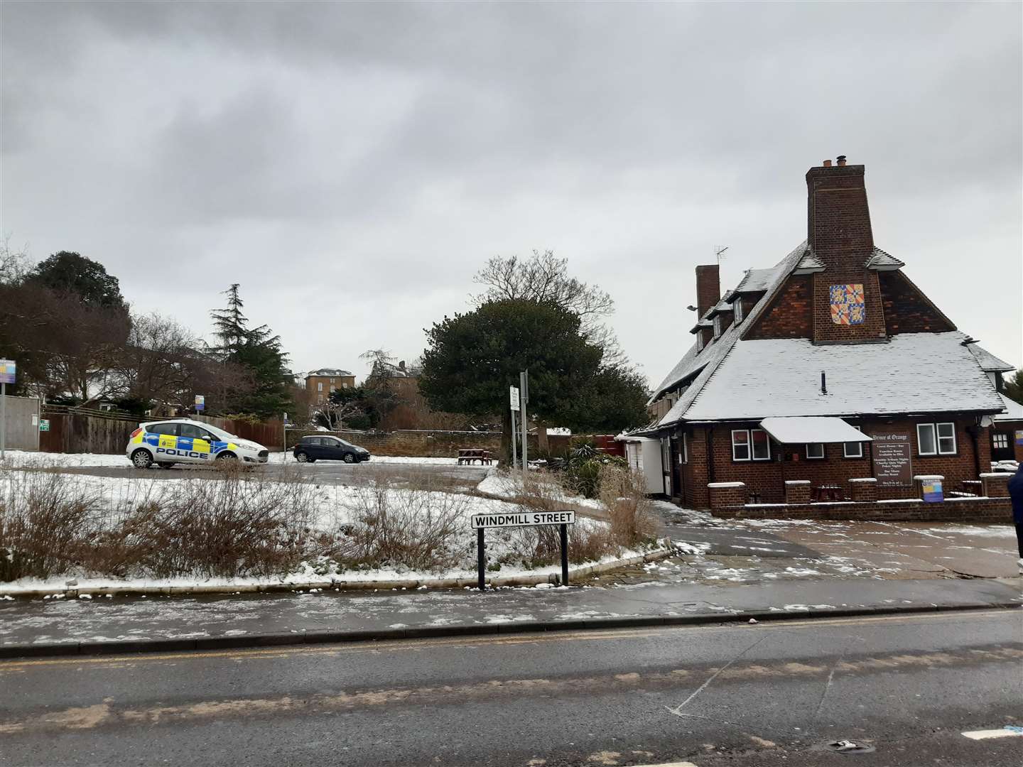 A police car was seen outside the Prince of Orange pub