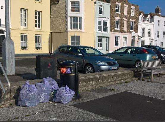 Weekenders were blamed for filling seafront bins with household rubbish sacks (6149046)