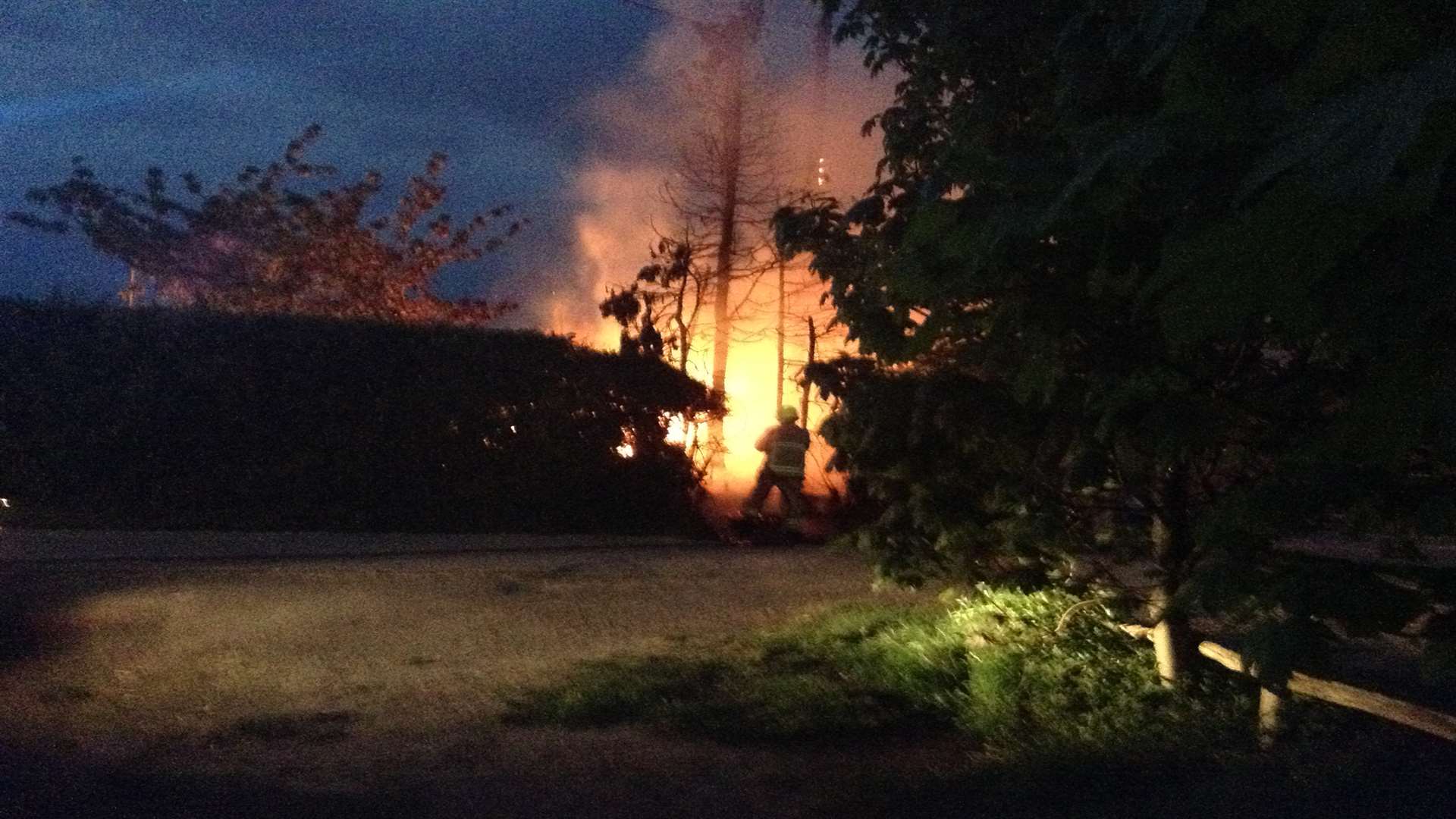 Fire crews were called to Conyer last night. Picture: David Monteath
