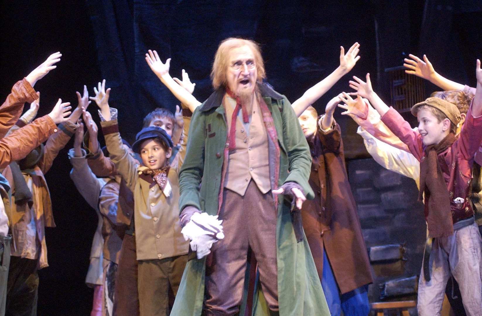 Ron Moody on stage at the Marlowe in Canterbury as Fagin in 2009. Picture Dave Downey
