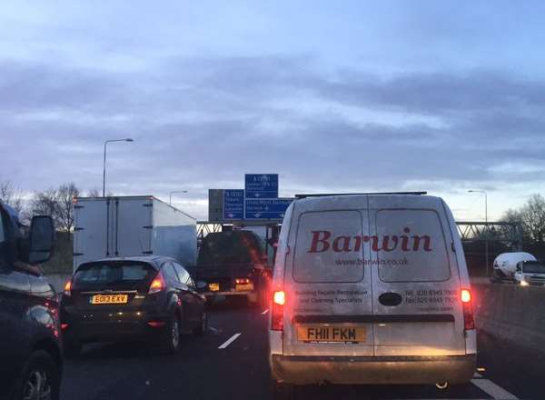 Traffic moving slowly on the M25 this morning. Picture: mjames1964