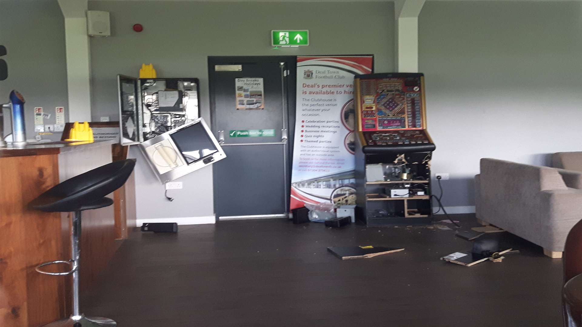 A jukebox and a fruit machine raided in a burglary at Deal Town Football Club, Charles Ground, St Leonard's Road, Deal
