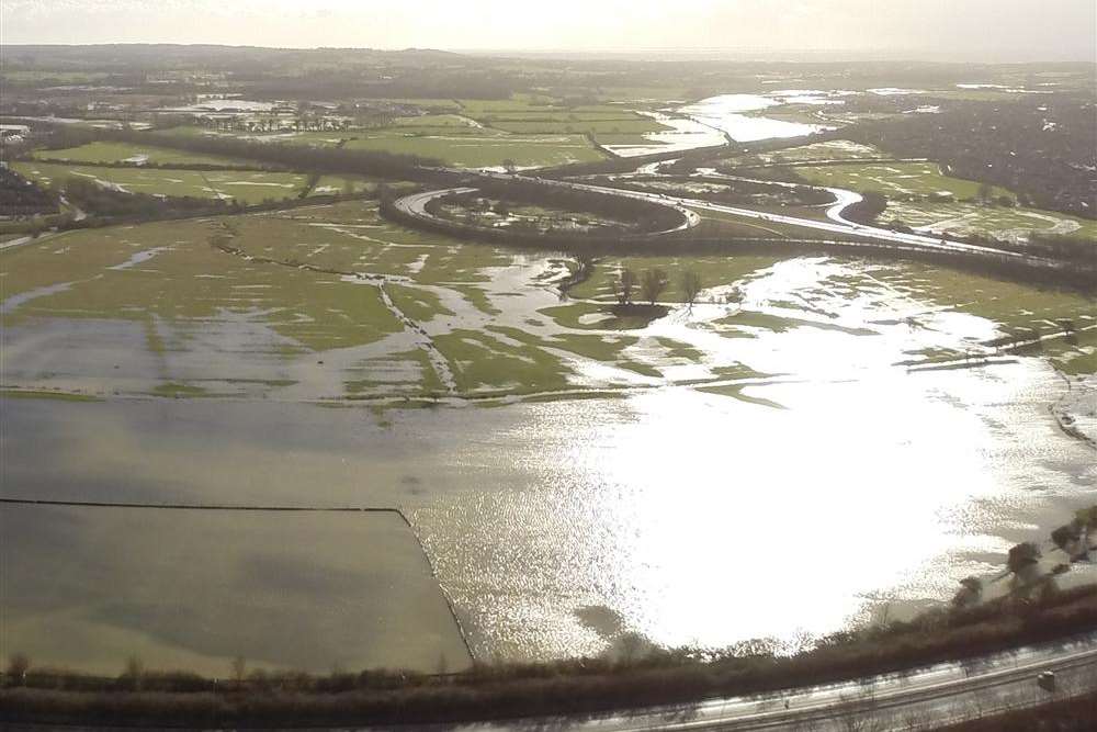 An aerial image of Ashford under water. Picture: Dean Morse