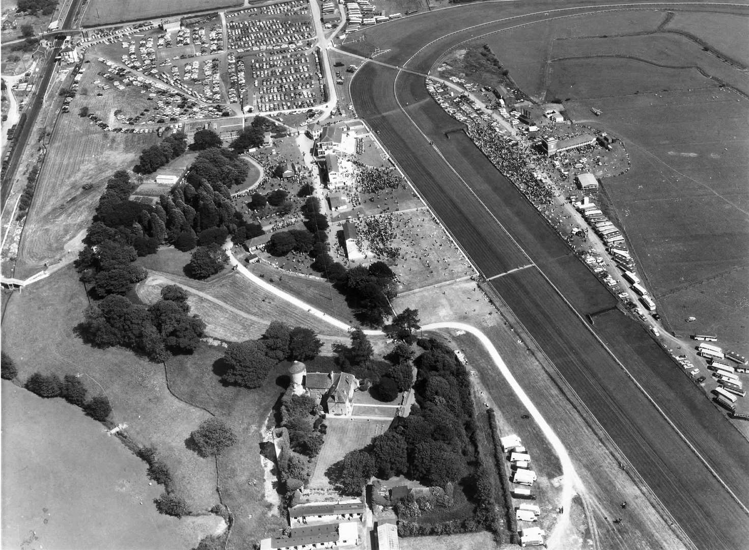 An aerial view of Folkestone Racecourse in 1962. Picture: Skyfotos