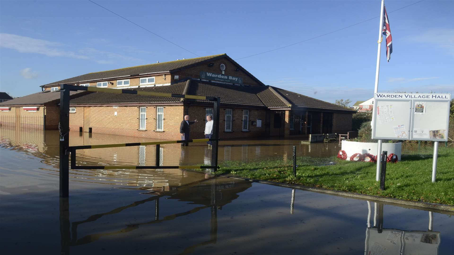 Flooded Warden Bay Village Hall earlier this month