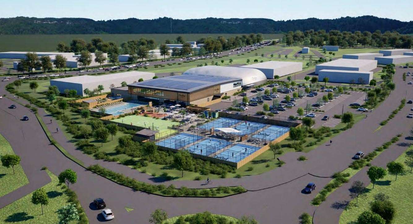 The huge David Lloyd site could be built on Ashford’s Waterbrook Park, not far from the M20. Picture: Hadfield Cawkwell Davidson Limited
