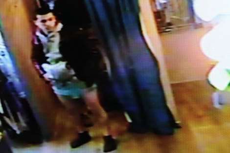 The customer appeared to arouse himself with his hands through the skirt