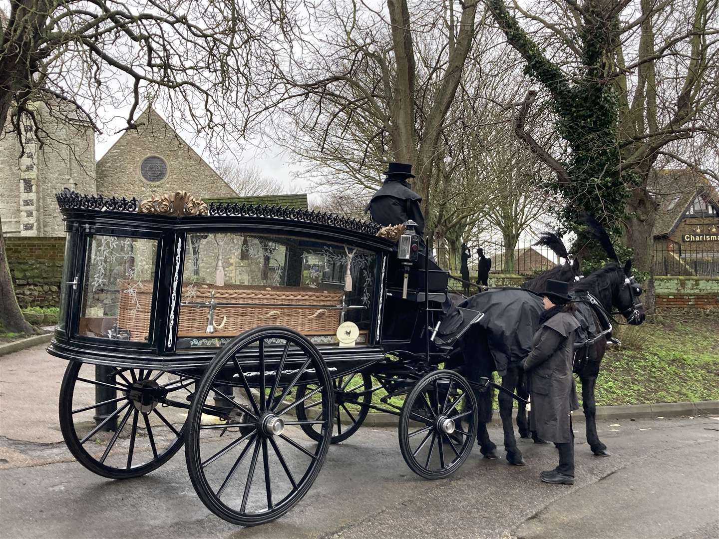 The horse-drawn hearse and coffin outside Minster Abbey Picture: John Nurden