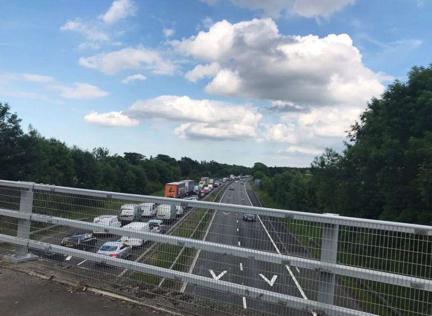 Queues are stretching back for miles. Picture: Millie Clinton on Twitter