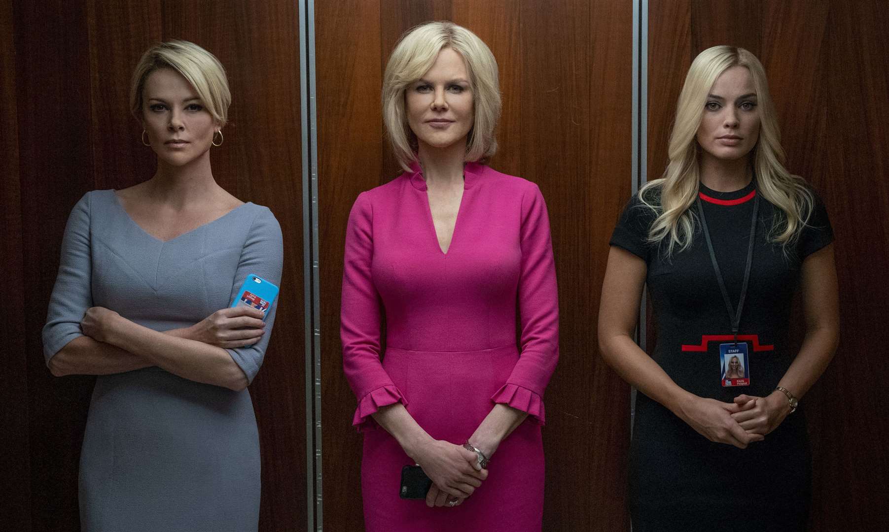 Bombshell. Pictured: Charlize Theron as Megyn Kelly, Nicole Kidman as Gretchen Carlson and Margot Robbie as Kayla Pospisil Picture: PA Photo/Lionsgate Films/Hilary B Gayle/SMPSP