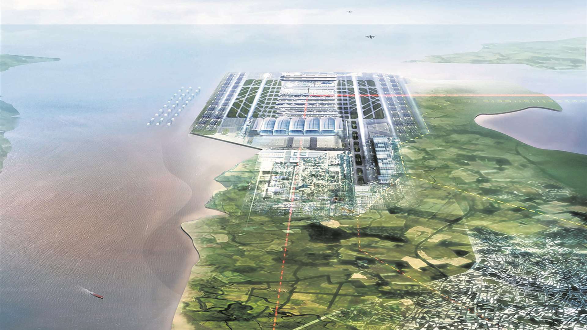 How architect Lord Foster's vision for an airport at Grain in the Thames Estuary could have looked