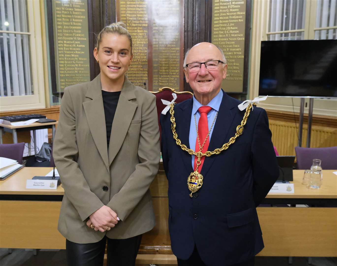 Alessia Russo and Mayor of Maidstone, Cllr Gordon Newton today. Picture: Maidstone Borough Council