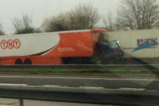 Two lorries crashed on the M25 near Swanley. Picture: Mark Gostling