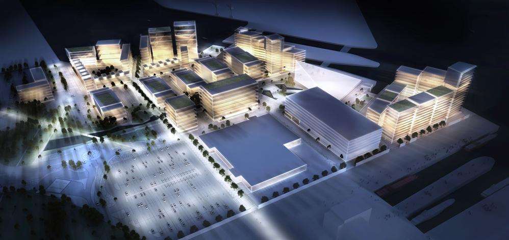 An artist's impression of the £650 million Chatham Docks project, which will include a supermarket, conference centre and shops